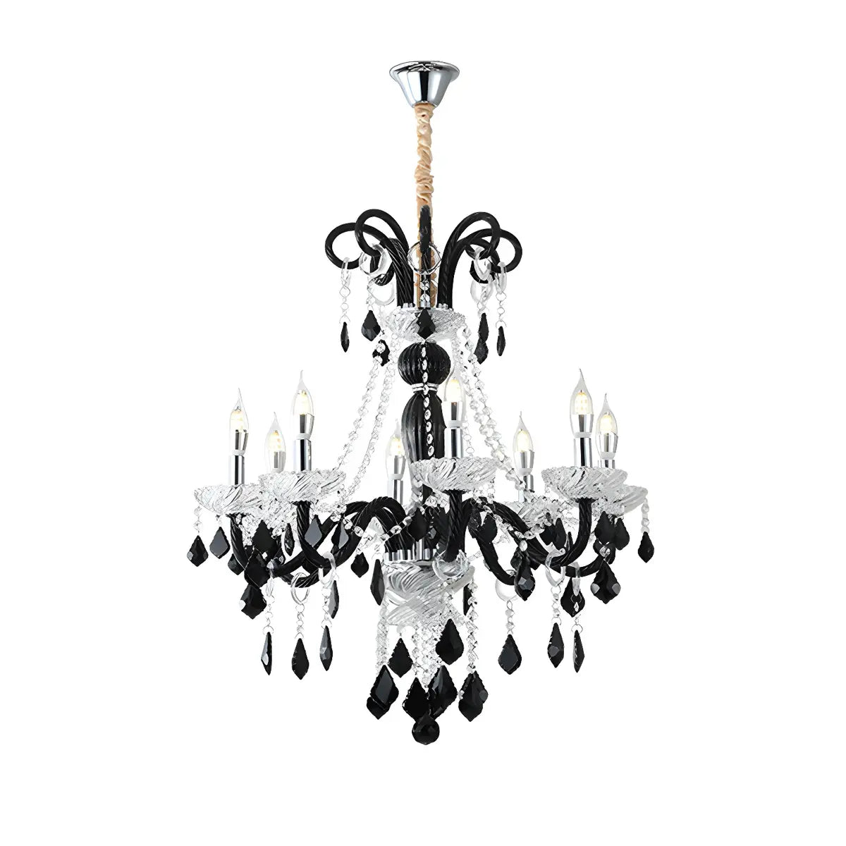 Elegant Candelabra Crystal Living Room Black Chandelier Image - 4