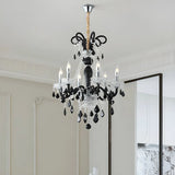 Elegant Candelabra Crystal Living Room Black Chandelier Image - 5