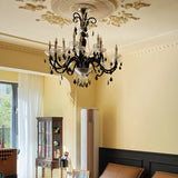 Elegant Candelabra Crystal Living Room Black Chandelier Image - 8