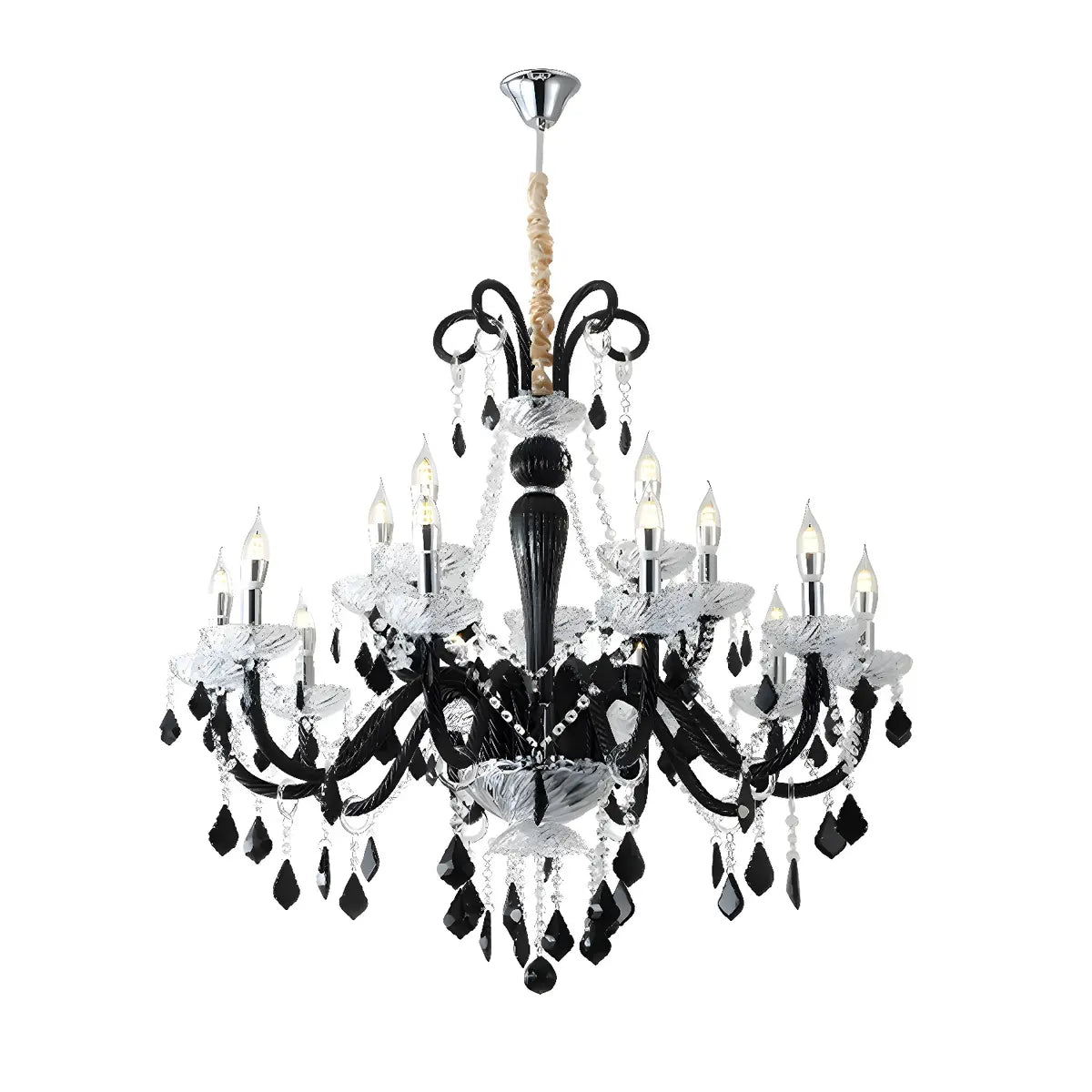 Elegant Candelabra Crystal Living Room Black Chandelier Image - 9