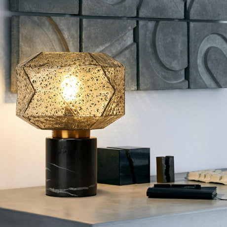 Elegant Chic Caramel LED Geometric Stone Table Lamp Image - 2