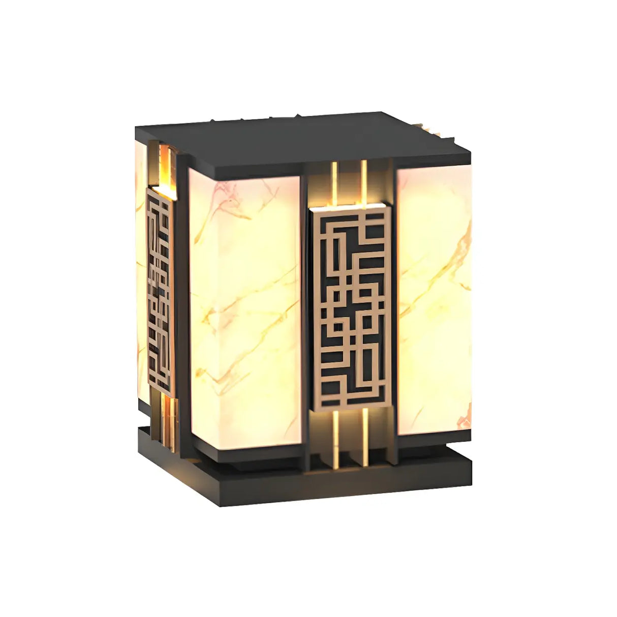 Elegant Chinese Pattern Square Metal Outdoor Lamp Image - 3