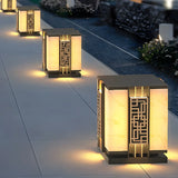 Elegant Chinese Pattern Square Metal Outdoor Lamp Image - 6