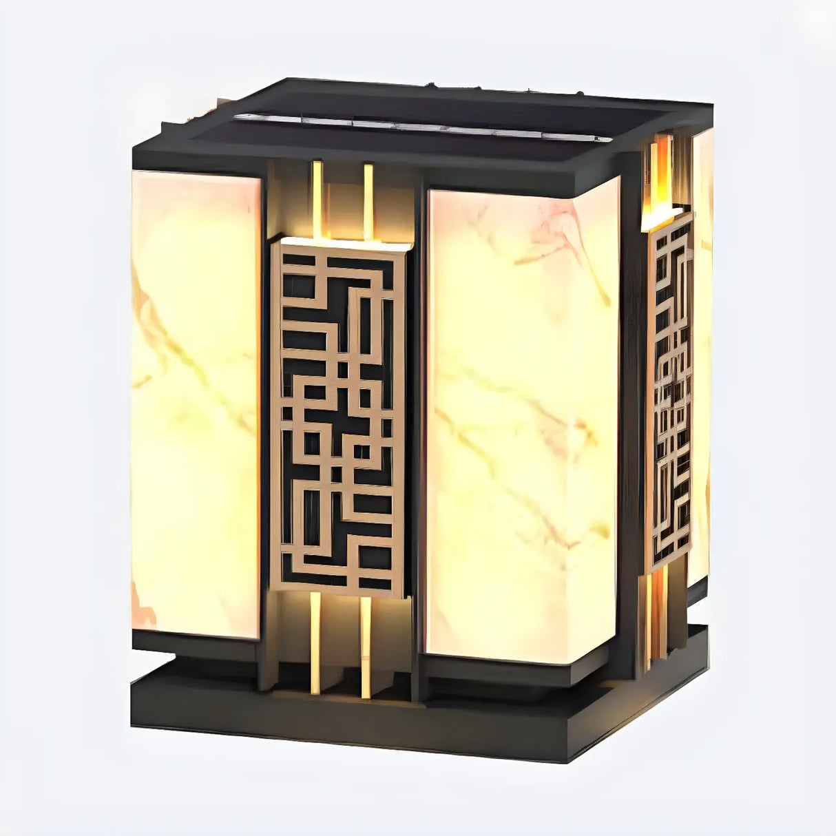 Elegant Chinese Pattern Square Metal Outdoor Lamp Image - 7