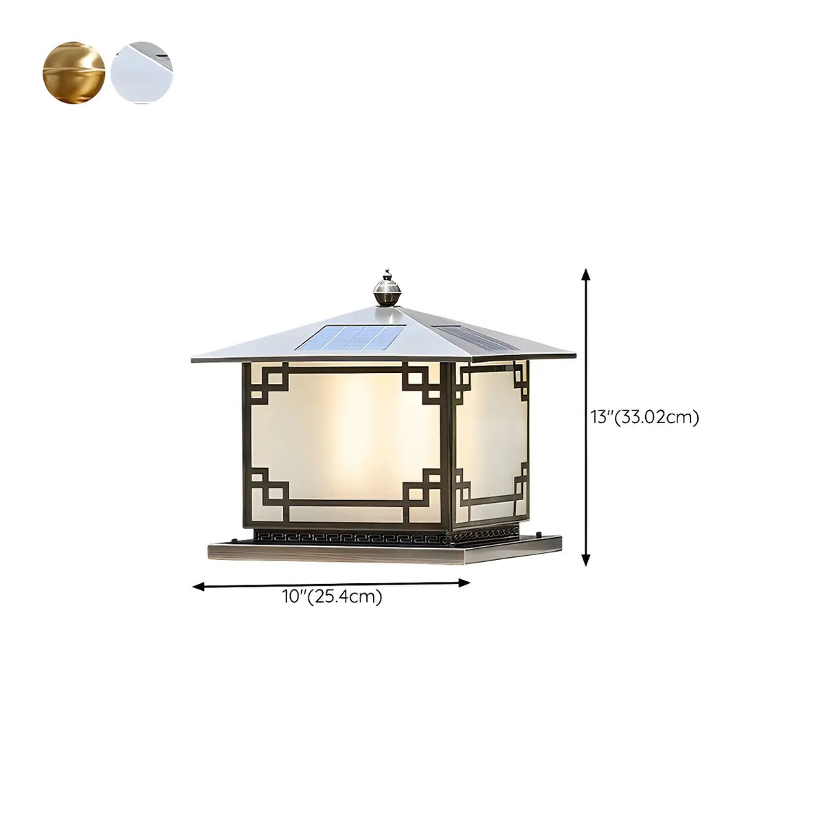 Elegant Chinese Square Gold Finish Garden Outdoor Lamp 