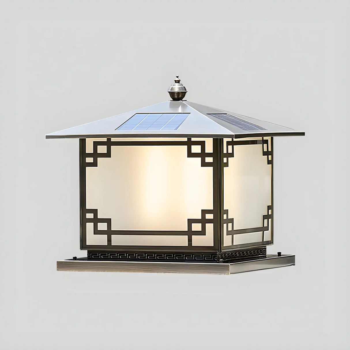 Elegant Chinese Square Gold Finish Garden Outdoor Lamp Image - 3