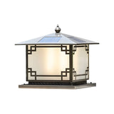 Elegant Chinese Square Gold Finish Garden Outdoor Lamp Image - 7