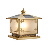 Elegant Chinese Square Gold Finish Garden Outdoor Lamp Image - 8