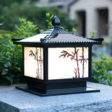 Elegant Chinese Square Metal Outdoor Bamboo Decor Lamp Image - 1