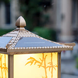 Elegant Chinese Square Metal Outdoor Bamboo Decor Lamp Image - 10