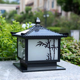 Elegant Chinese Square Metal Outdoor Bamboo Decor Lamp Image - 12