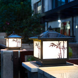 Elegant Chinese Square Metal Outdoor Bamboo Decor Lamp Image - 4