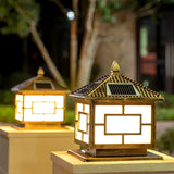 Elegant Chinese Square Metal Solar Outdoor Decor Lamp Image - 11