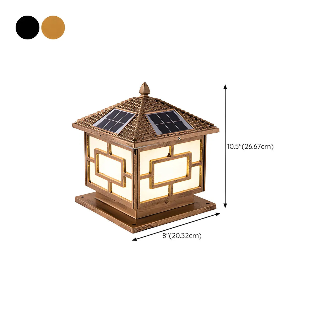 Elegant Chinese Square Metal Solar Outdoor Decor Lamp 