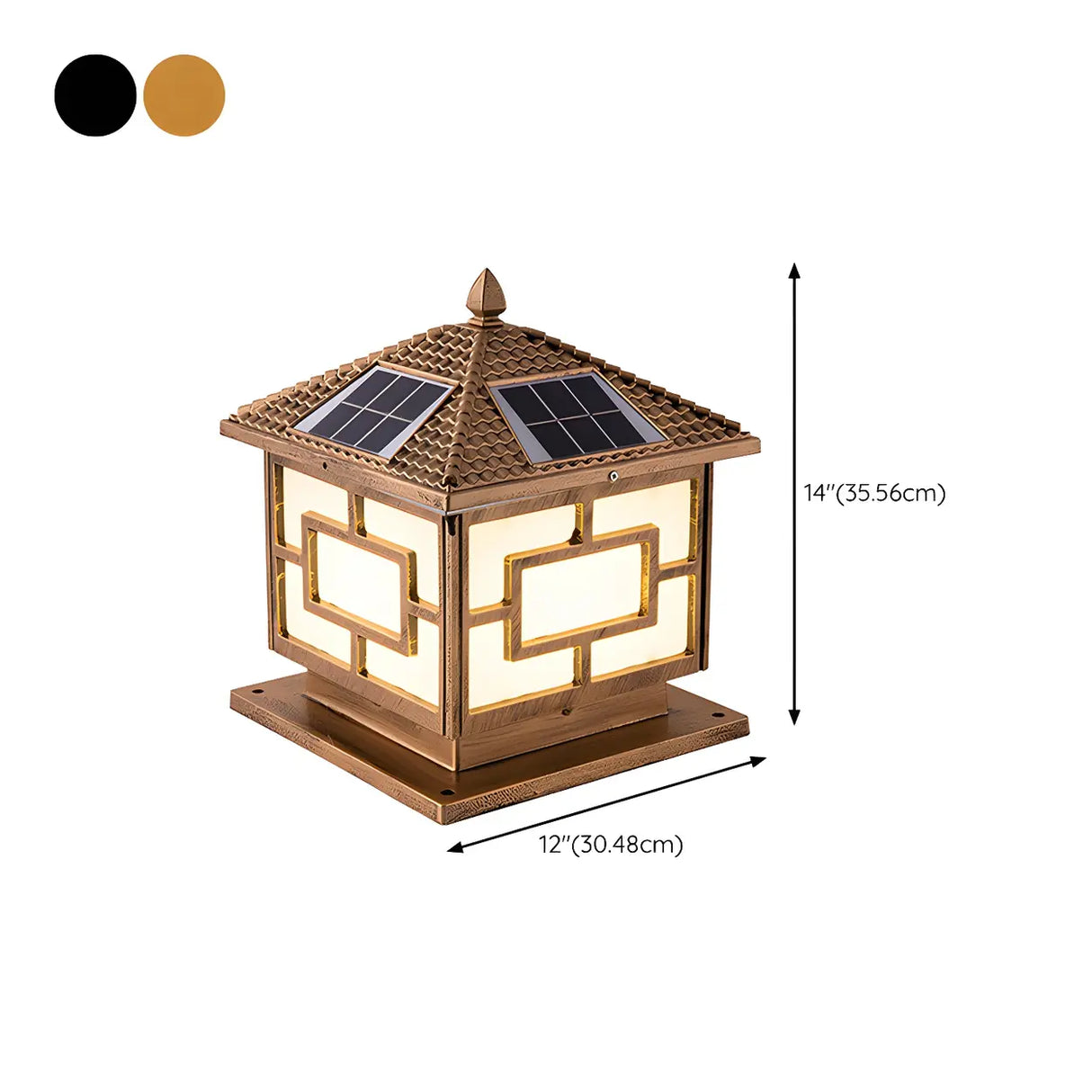 Elegant Chinese Square Metal Solar Outdoor Decor Lamp Image - 15