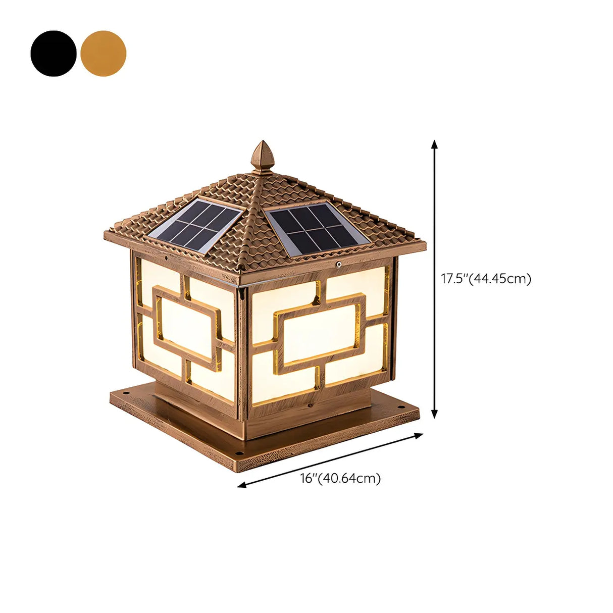 Elegant Chinese Square Metal Solar Outdoor Decor Lamp Image - 16