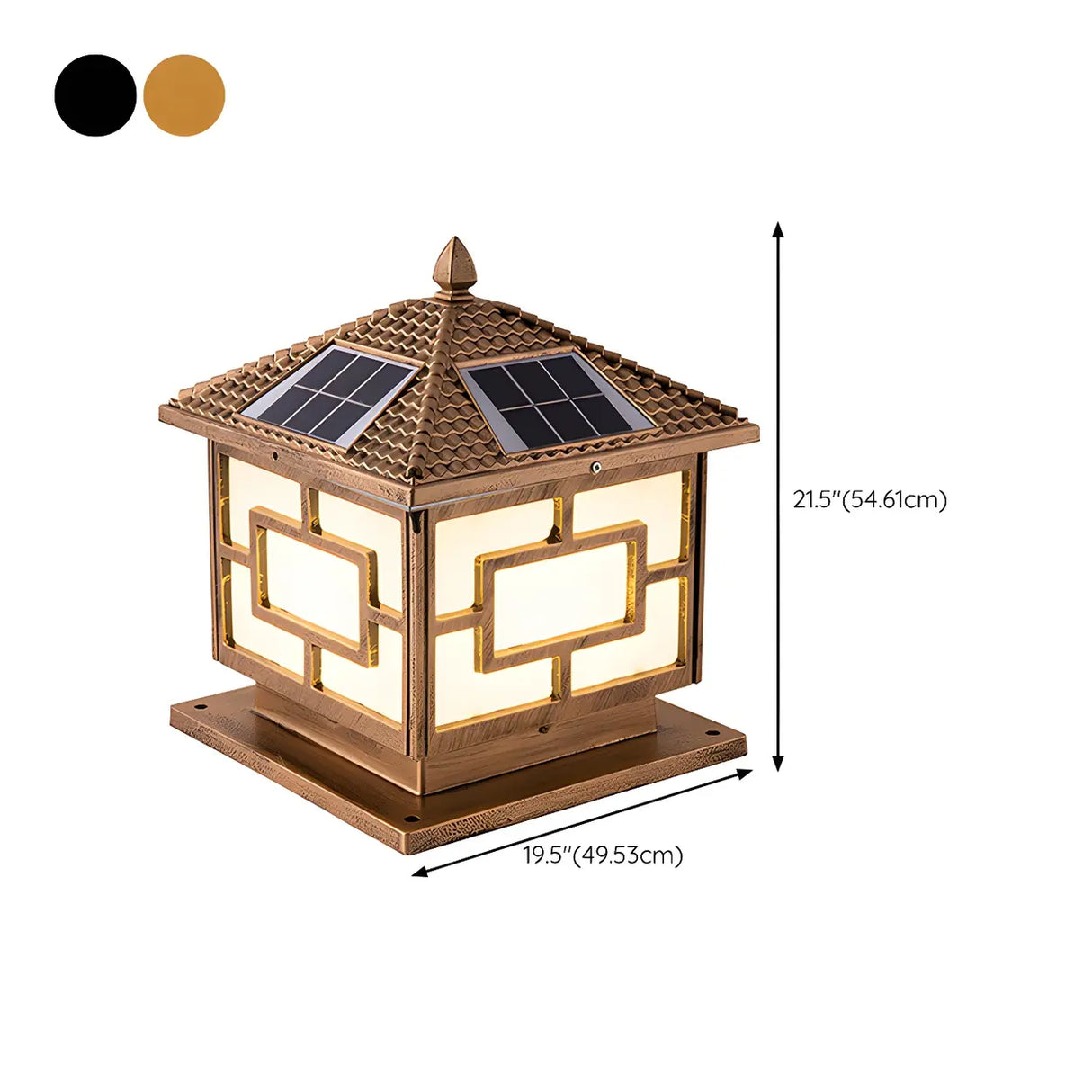 Elegant Chinese Square Metal Solar Outdoor Decor Lamp Image - 17