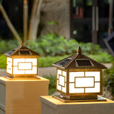 Elegant Chinese Square Metal Solar Outdoor Decor Lamp Image - 6