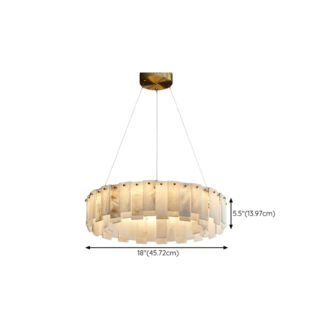 Elegant Circular Alabaster Pendant Light White Chandelier 