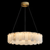 Elegant Circular Alabaster Pendant Light White Chandelier Image - 7