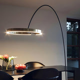 Elegant Circular LED Ring and Arched Floor Lamp Image - 10