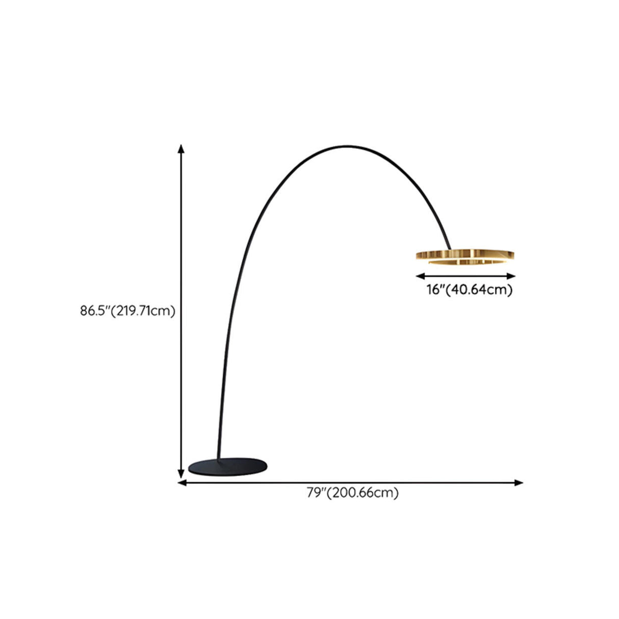 Elegant Circular LED Ring and Arched Floor Lamp 