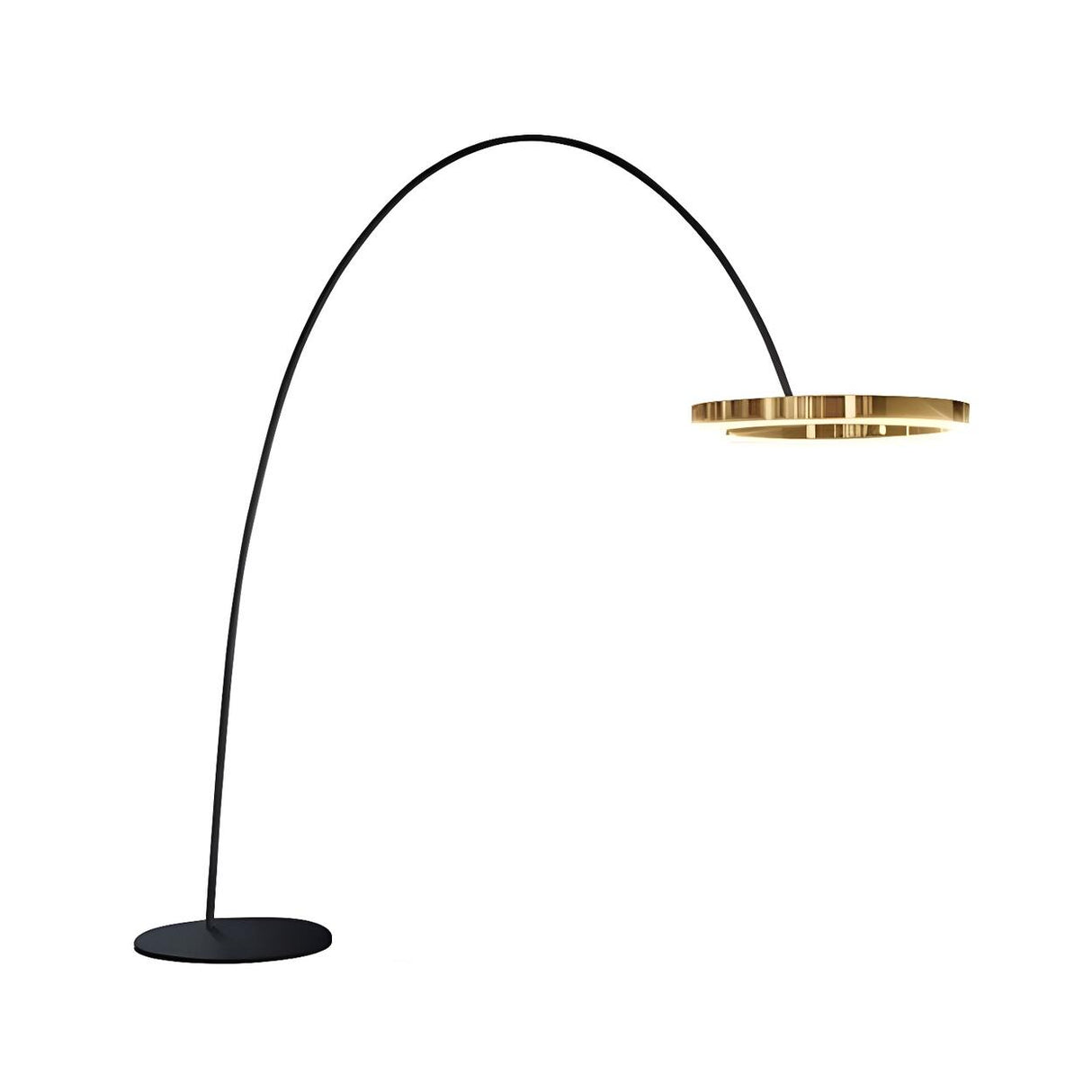 Elegant Circular LED Ring and Arched Floor Lamp Image - 3