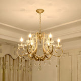 Elegant Classic Gold Candle Crystal Pendants Chandelier Image - 2