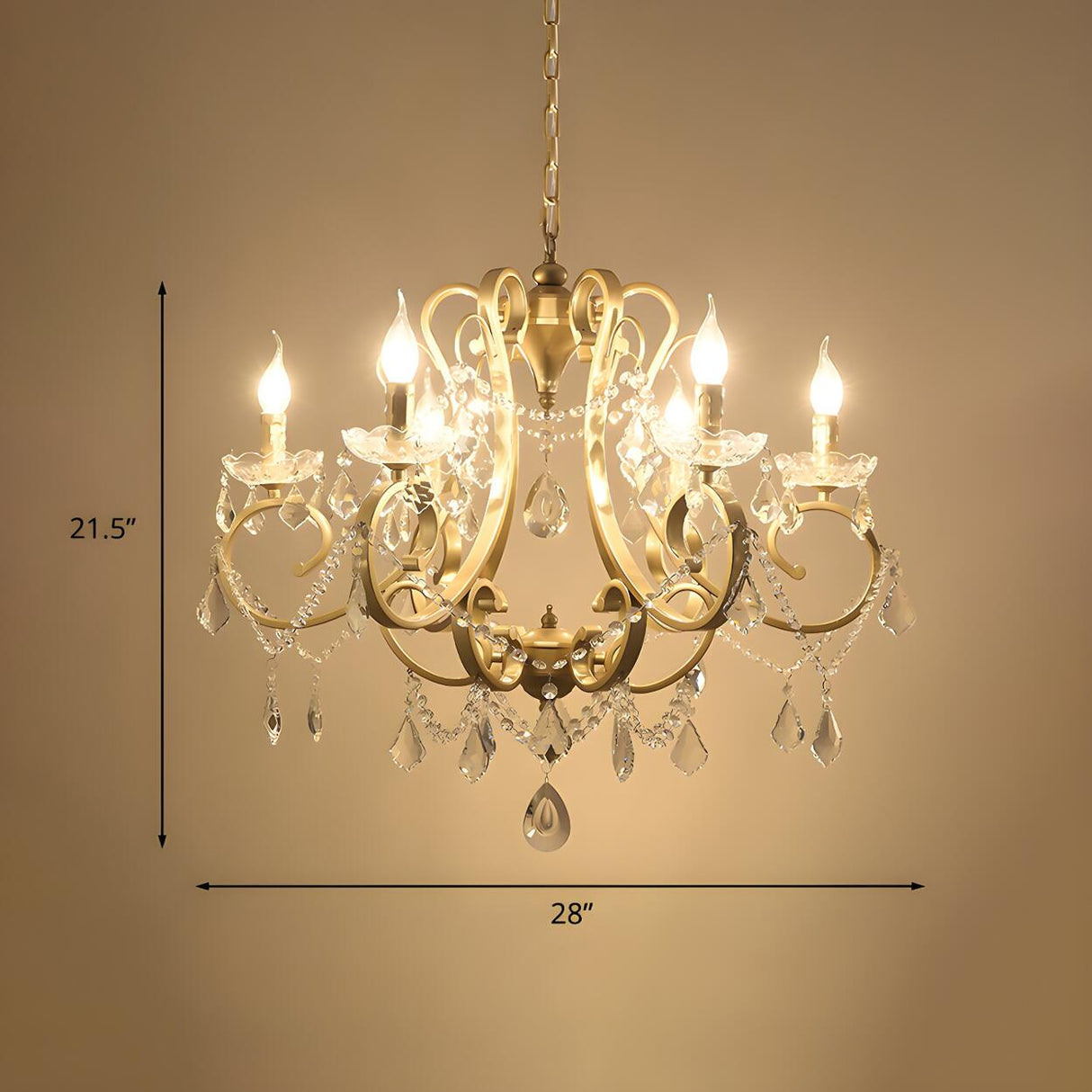 Elegant Classic Gold Candle Crystal Pendants Chandelier 