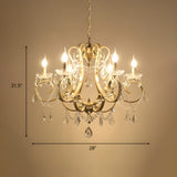 Elegant Classic Gold Candle Crystal Pendants Chandelier #size