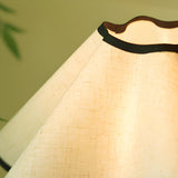 Elegant Classic Plain Shade Dark Wood Table Lamp Image - 11