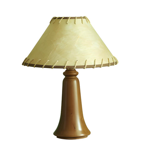 Elegant Classic Plain Shade Dark Wood Table Lamp Image - 2