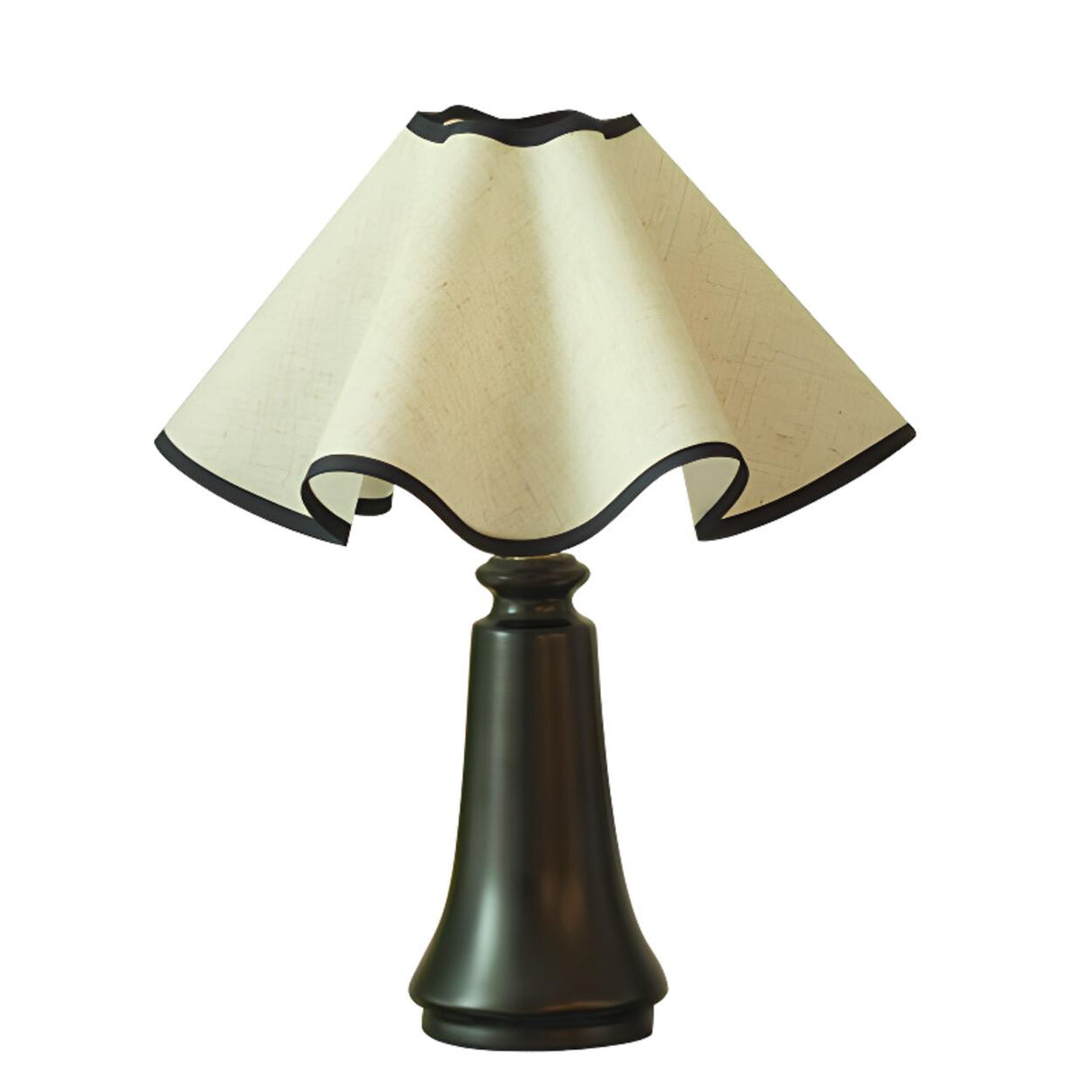 Elegant Classic Plain Shade Dark Wood Table Lamp Image - 3