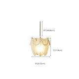 Elegant Clear Crystal Pearl Decor Floral Drum Pendant Light Image - 15