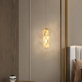 Elegant Clear Crystal Rectanglar Bedroom Pendant Light Image - 1