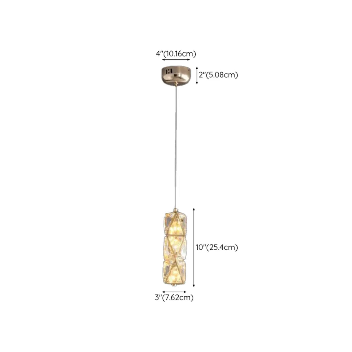 Elegant Clear Crystal Rectanglar Bedroom Pendant Light 