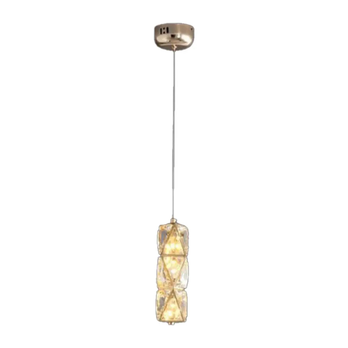 Elegant Clear Crystal Rectanglar Bedroom Pendant Light Image - 6