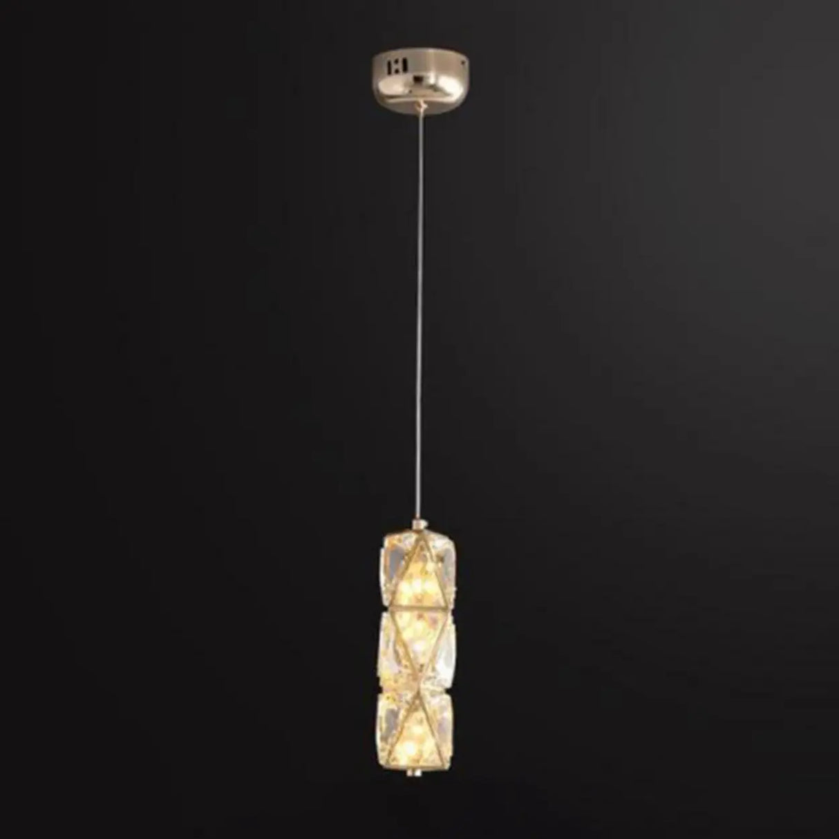 Elegant Clear Crystal Rectanglar Bedroom Pendant Light Image - 7