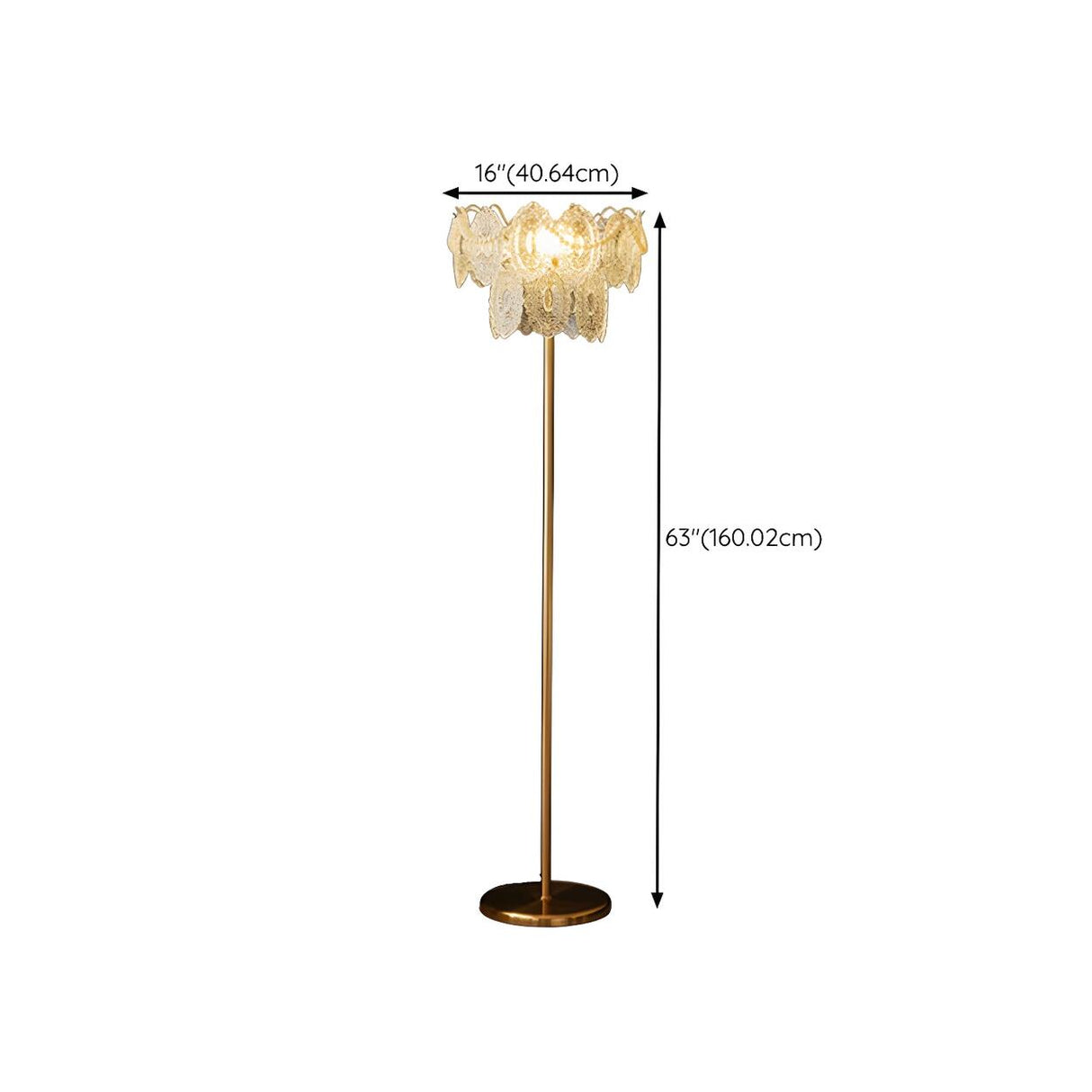 Elegant Clear Crystal Shade and Gold Metal Floor Lamp 