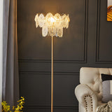 Elegant Clear Crystal Shade and Gold Metal Floor Lamp Image - 2