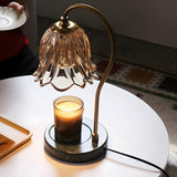 Elegant Clear Glass Flower Candle Night Table Lamp Image - 1