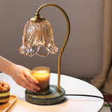 Elegant Clear Glass Flower Candle Night Table Lamp Image - 11