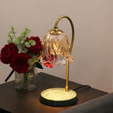 Elegant Clear Glass Flower Candle Night Table Lamp Image - 5