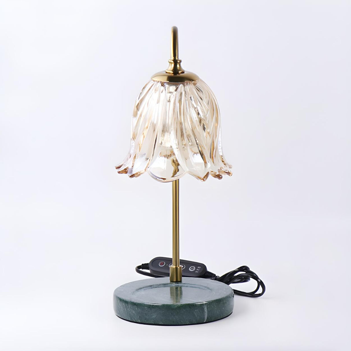 Elegant Clear Glass Flower Candle Night Table Lamp Image - 8