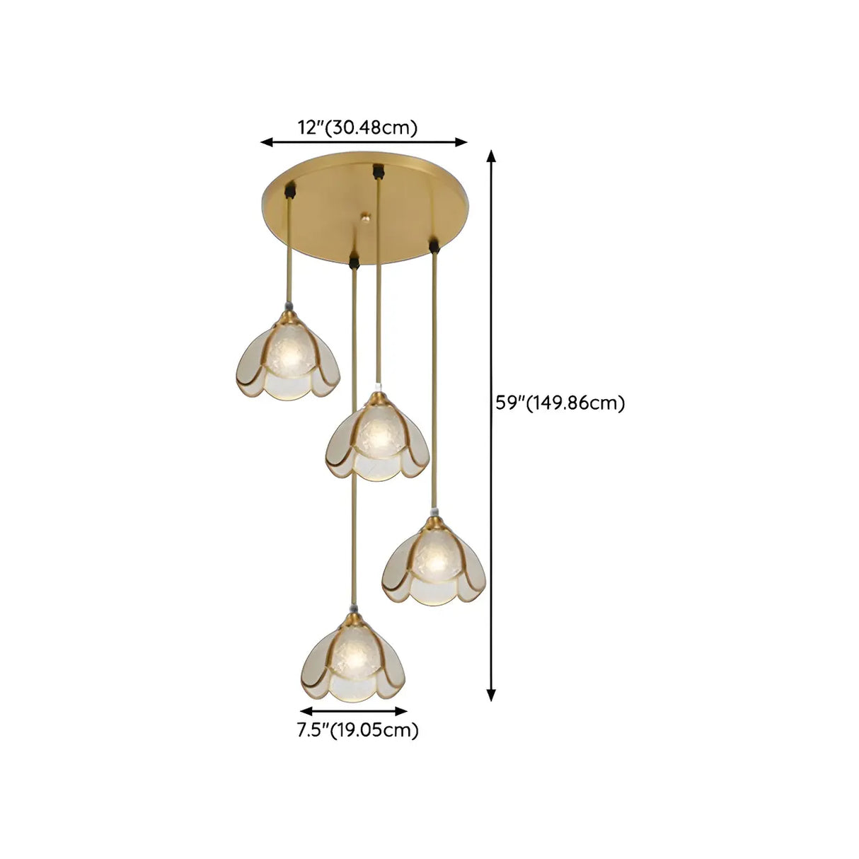 Elegant Clear Glass Flower Spiral Stairwell Pendant Light 