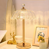 Elegant Clear Umbrella Glass Shade Metal Table Lamp Image - 1