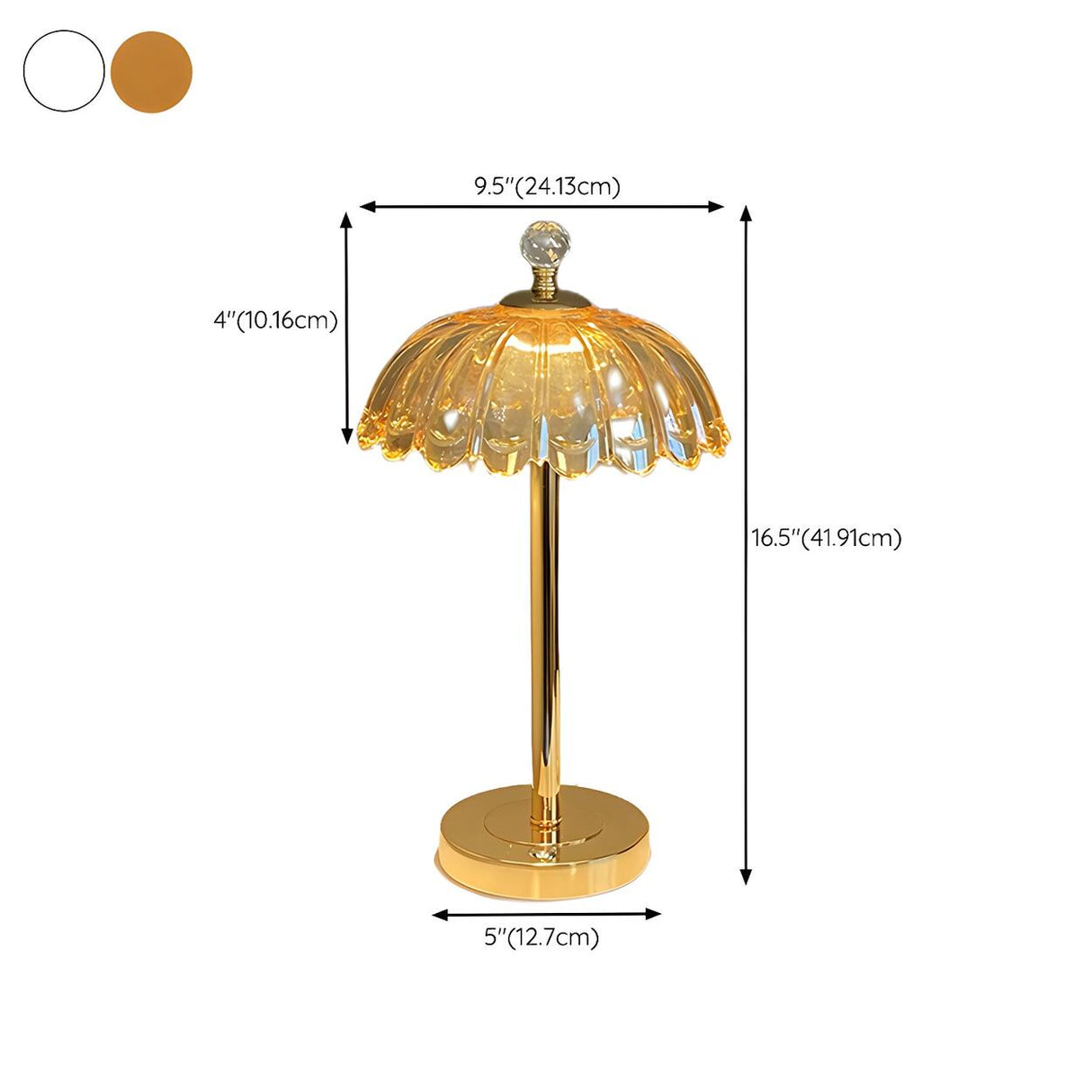 Elegant Clear Umbrella Glass Shade Metal Table Lamp 