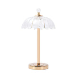 Elegant Clear Umbrella Glass Shade Metal Table Lamp Image - 6