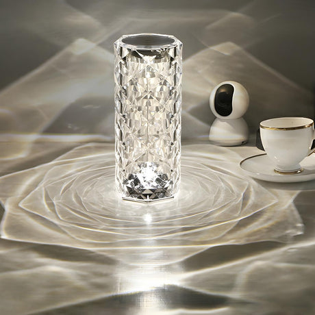 Elegant Columnar Crystal Rechargeable LED Table Lamp Image - 1