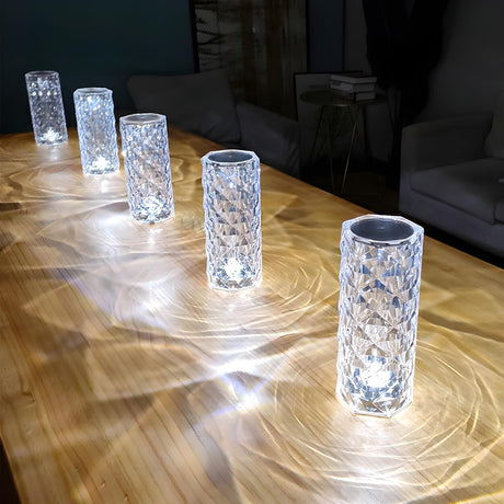 Elegant Columnar Crystal Rechargeable LED Table Lamp Image - 2